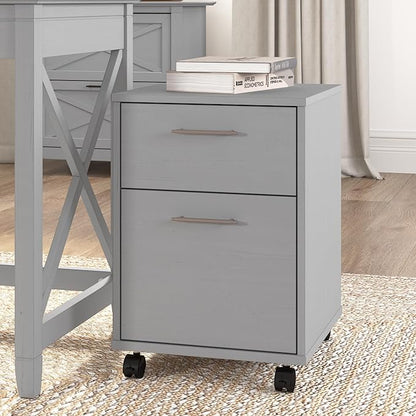 Bush Furniture Key West 2 Drawer Rolling File Cabinet in Cape Cod Gray, Mobile Organization for Home Office, Small Under Desk Storage on Wheels - LeafyLoom