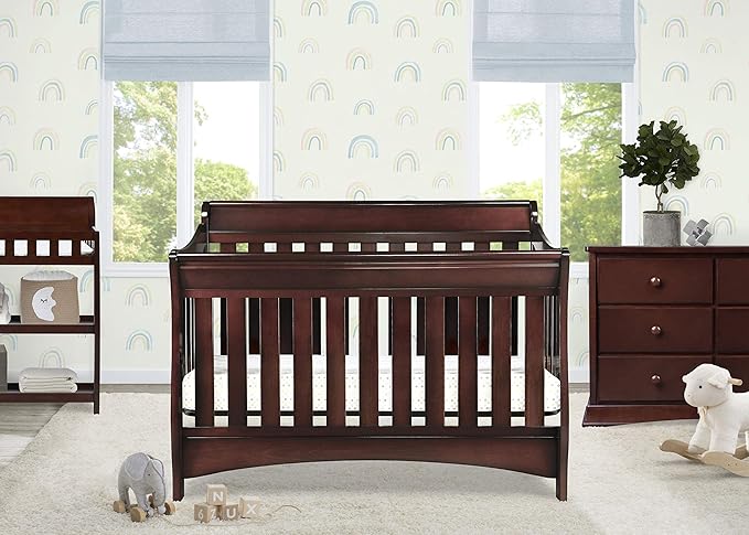 Delta Children Bentley S Series 4-in-1 Convertible Baby Crib, Black Cherry Espresso - LeafyLoom