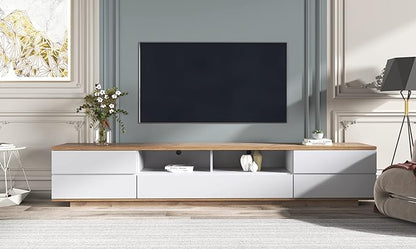 Modern 80' Stand Media Console-Versatile Storage, Door Rebound Device, for Living Room, Bedroom-Fits Inch, Support 80" TV, White-2 - LeafyLoom