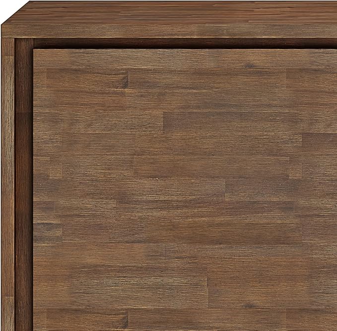 SIMPLIHOME Lowry SOLID ACACIA WOOD and Metal 39 Inch Wide Modern Industrial Medium Storage Cabinet in Rustic Natural Aged Brown, For the Living Room, Entryway and Family Room - LeafyLoom