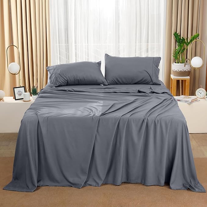 Utopia Bedding Queen Bed Sheets Set - 4 Piece Bedding - Brushed Microfiber - Shrinkage and Fade Resistant - Easy Care (Queen, Grey) - LeafyLoom