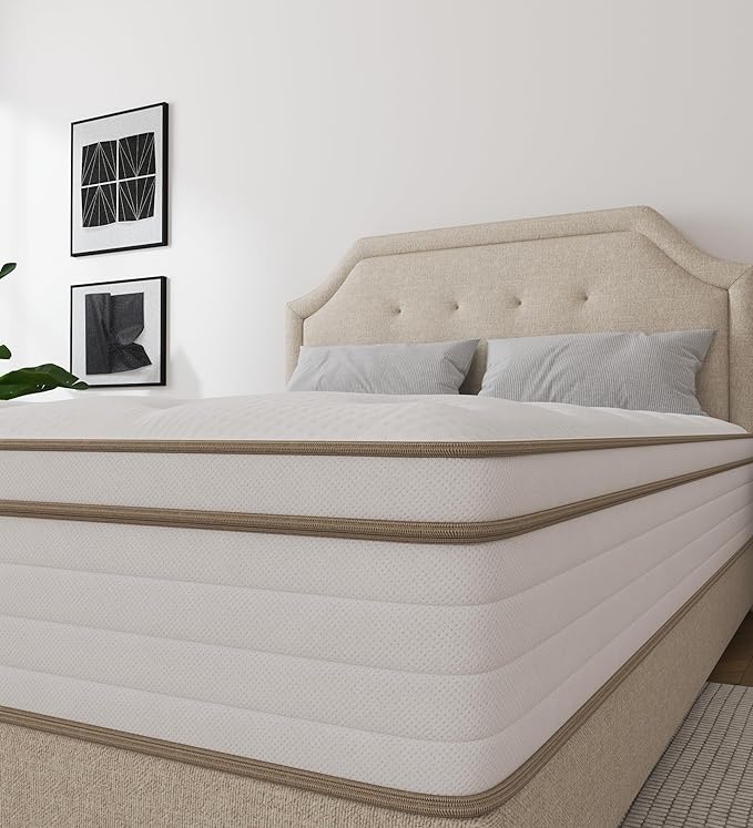 Queen Size Mattress,10 Inch Memory Foam Hybrid White Queen Mattresses in a Box,Individual Pocket Spring Breathable Comfortable for Sleep Supportive and Pressure Relief, CertiPUR-US. - LeafyLoom