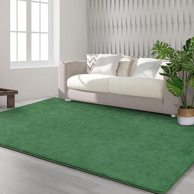 Area Rugs for Bedroom Living Room, 6x9 Green Super Soft Comfy Thickened Memory-Foam Indoor Carpets, Modern Aesthetic Minimalist Carpet for Boys Girls Adults Apartment Nursery Home Décor - LeafyLoom