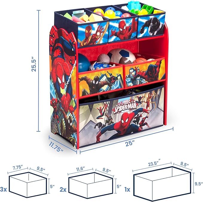 Delta Children Multi-Bin Toy Organizer, Marvel Spider Man - LeafyLoom