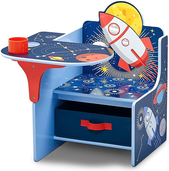 Delta Children Space Adventures Chair Desk with Storage Bin - Ideal for Arts & Crafts, Snack Time, Homeschooling, Homework & More - Greenguard Gold Certified, Blue - LeafyLoom