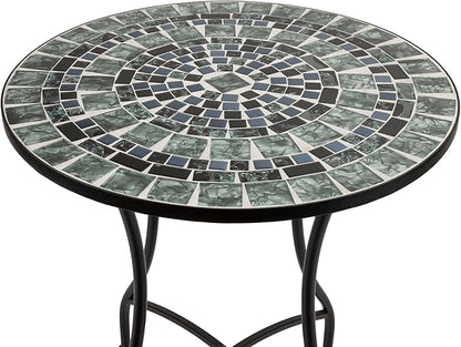 Alpine Corporation Alpine Marbled Glass Mosaic Bistro Set, Onesize, Black/Gray - LeafyLoom