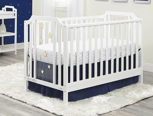 Suite Bebe Celeste 3 in 1 Convertible Island Crib, Wood and Acrylic, White - LeafyLoom