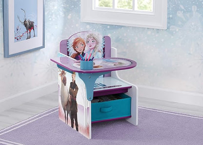 Delta Children Chair Desk with Storage Bin, Disney Frozen II Cup Holders|Arm Rest, Engineered Wood - LeafyLoom