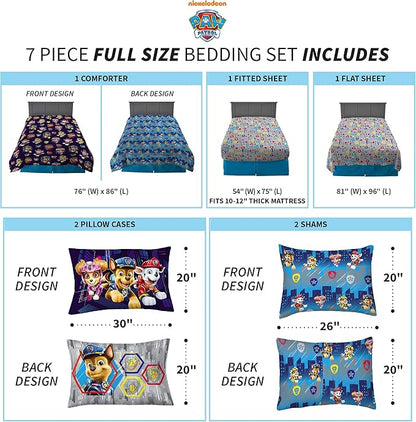 Franco Kids Bedding Super Soft Comforter and Sheet Set with Sham, 7 Piece Full Size, Paw Patrol Movie - LeafyLoom