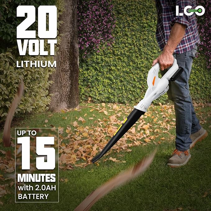 20V Cordless Leaf Blower Battery Powered for Lawn Care, Patio, Blowing Leaves and Snow, Handheld Lightweight including 2.0Ah Battery& Fast Charger - LeafyLoom