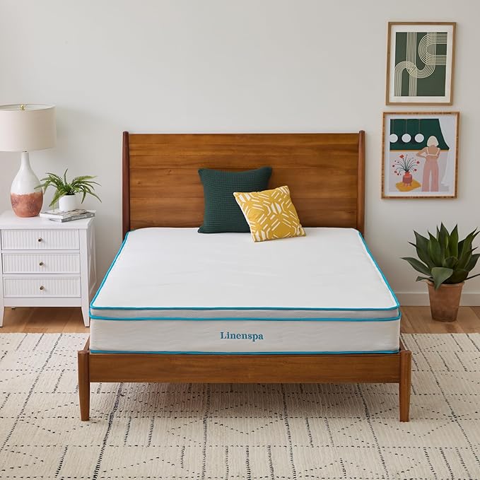 Linenspa 10 Inch Memory Foam and Spring Hybrid Mattress - Medium Feel - Bed in a Box - Quality Comfort and Adaptive Support - Breathable - Cooling - Perfect for a Guest Bedroom - King Size - LeafyLoom