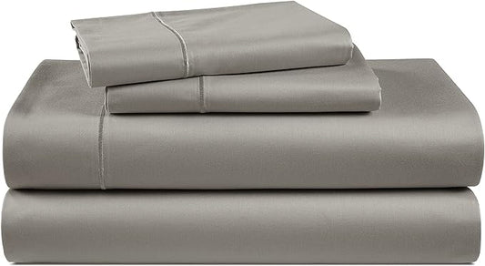 LANE LINEN 100% Egyptian Cotton Bed Sheets - 1000 Thread Count 4-Piece Charcoal Calking Set Bedding Sateen Weave Luxury Hotel 16" Deep Pocket (Fits Upto 17" Mattress) - LeafyLoom