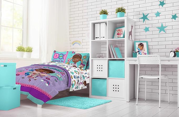 Jay Franco Disney Junior Doc McStuffins Hospital 5 Piece Twin Bed Set - includes Reversible Comforter & Sheet Set - Super Soft Fade Resistant Microfiber (Official Disney Junior Product) - LeafyLoom