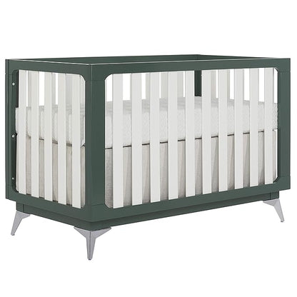 Sweetpea Baby Ultra Modern 4-in-1 Convertible Crib in Green in Olive, Greenguard Gold Certified , 58.5x30x47 Inch (Pack of 1) - LeafyLoom