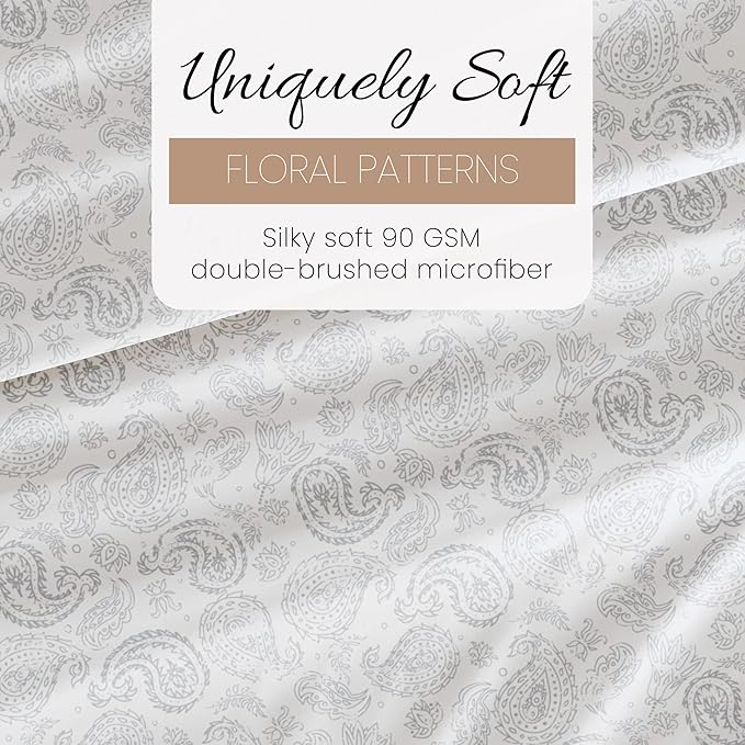 Linen Market 3 Piece Twin Bedding Sheet Set (Gray Floral) - Sleep Better Than Ever with These Ultra-Soft & Cooling Bed Sheets for Your Twin Size Bed - Deep Pocket Fits 16" Mattress - LeafyLoom