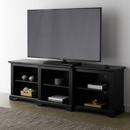 Rockpoint 70inch Modern TV Stand Storage Media Console Entertainment Center for TVs up to 80,Black - LeafyLoom