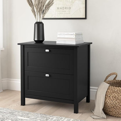 Bush Furniture Broadview 2 Drawer Lateral File Cabinet in Classic Black | Storage for Home Office Workspace - LeafyLoom