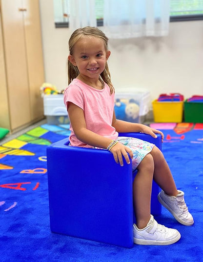 Children's Factory 3-in-1 Cube Chair for Kids, Flexible Seating Classroom Furniture, 1-Pack, Blue - LeafyLoom