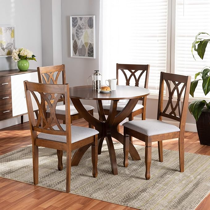 Baxton Studio Dining Sets, Grey/Walnut - LeafyLoom