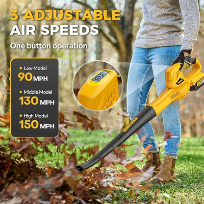 Alloyman 40V Max Cordless Leaf Blower, 150MPH/130CFM Electric Leaf Blowers, with 2 * 2.6AH Batteries & Fast Charger, 3 Speed Mode Lightweight Powered Leaf Blowers for Lawn Care/Snow Blowing - LeafyLoom