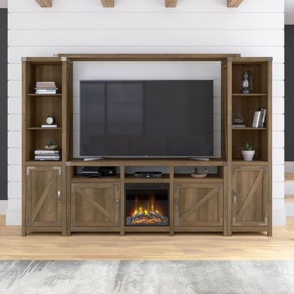 Bush Furniture Knoxville Farmhouse Stand for 75 Inch TV, Living Room Media Console with Storage, 65W, Reclaimed Pine - LeafyLoom