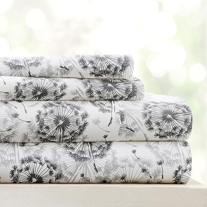 Linen Market 4 Piece Full Bedding Sheet Set (Gray Floral) - Sleep Better Than Ever with These Ultra-Soft & Cooling Bed Sheets for Your Full Size Bed - Deep Pocket Fits 16" Mattress - LeafyLoom