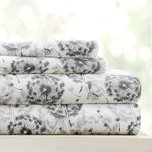 3 Piece Twin Bedding Sheet Set (Gray Floral) - Sleep Better Than Ever with These Ultra-Soft & Cooling Bed Sheets for Your Twin Size Bed - Deep Pocket Fits 16" Mattress - LeafyLoom