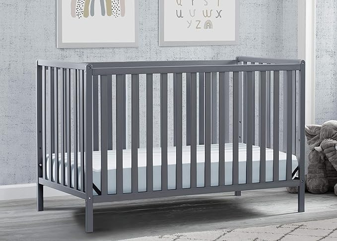 Delta Children Heartland 4-in-1 Convertible Crib - Greenguard Gold Certified, Charcoal Grey - LeafyLoom