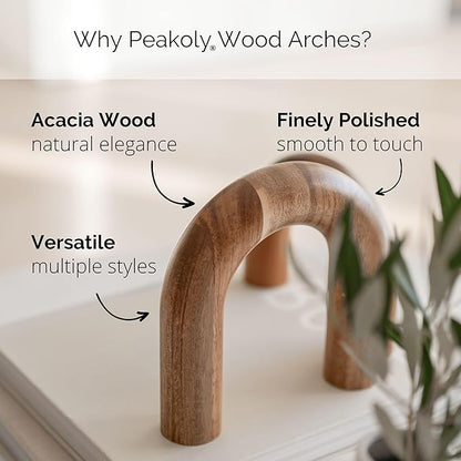 Wood Arch Bookshelf Decor - Shelf Decor Accents, Coffee Table Decor Items, Modern Home Decor, Entryway Decor, Decorative Objects, Coffee Table Decorations Living Room, Desk Decor Aesthetic - LeafyLoom