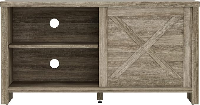 Hillsdale Columbus, 6529-880, 47 Inch Wood Entertainment Console with Sliding Door and 2 Shelves, Dark Oak - LeafyLoom