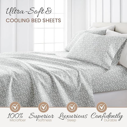 Linen Market 4 Piece Queen Bedding Sheet Set (Gray Wheatfield) - Sleep Better Than Ever with These Ultra-Soft & Cooling Bed Sheets for Your Queen Size Bed - Deep Pocket Fits 16" Mattress - LeafyLoom