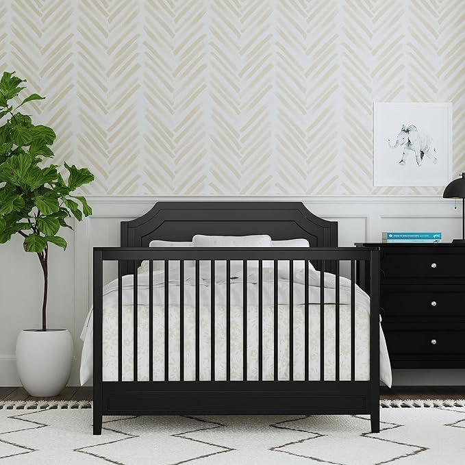 DaVinci Chloe Regency 4-in-1 Convertible Crib in Ebony, Greenguard Gold Certified - LeafyLoom