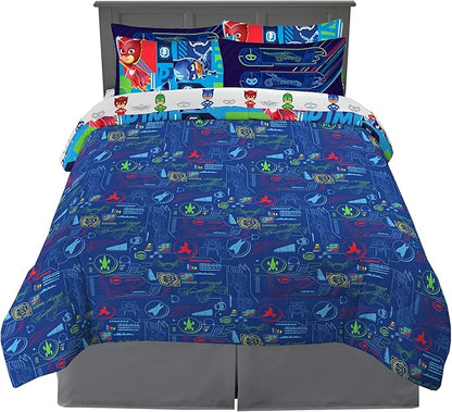 Franco Kids Bedding Super Soft Comforter and Sheet Set with Sham, 7 Piece Full Size, PJ Masks - LeafyLoom