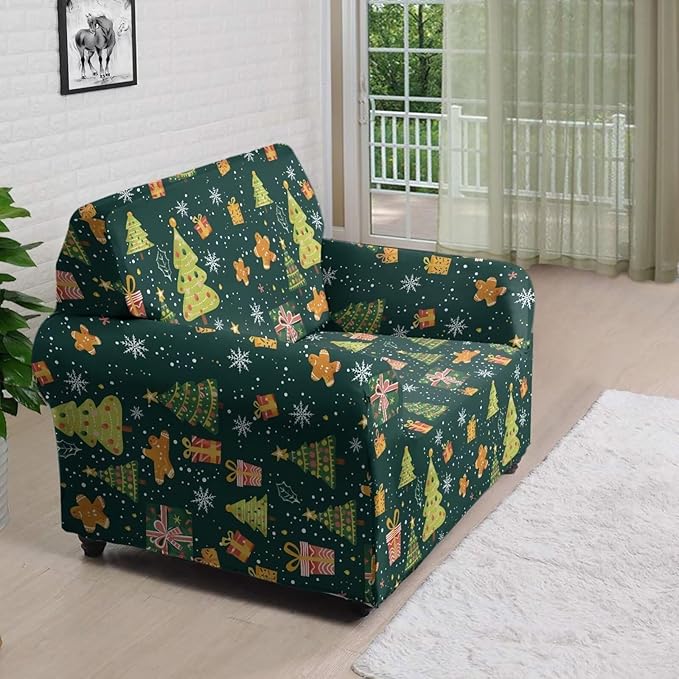 FKELYI Christmas Tree Sofa Couch Cover Comfortable Furniture Protector with Elastic Bottom Stretch Sofa Slipcover for Living Room S FKELYI