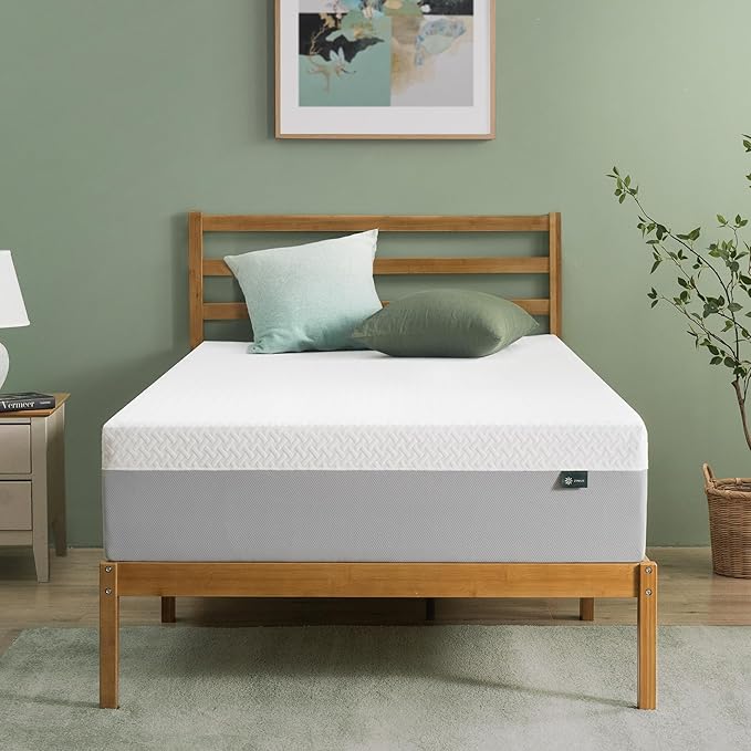 ZINUS 12 Inch Green Tea Essential Memory Foam Mattress [New Version], Twin, Fiberglass Free, Medium Feel, Breathable Airflow Memory Foam, Certified Safe Foams & Fabric, Mattress in A Box - LeafyLoom