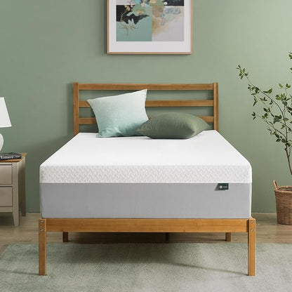 ZINUS 12 Inch Green Tea Essential Memory Foam Mattress [New Version], Twin, Fiberglass Free, Medium Feel, Breathable Airflow Memory Foam, Certified Safe Foams & Fabric, Mattress in A Box - LeafyLoom