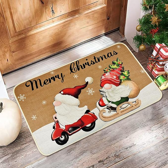 Vanleonet Merry Christmas Gnome Door Mat, Christmas Welcome Decorative Doormat,Winter Xmas Holiday Front Porch Rugs, Outdoor Indoor Entrance Doormat, Front Door Mats Floor Mat, 29 x 17 Inch Vanleonet