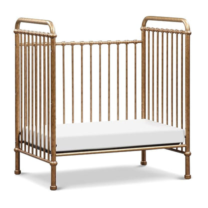 NAMESAKE Abigail 3-in-1 Convertible Mini Metal Crib in Vintage Gold, Greenguard Gold Certified - LeafyLoom