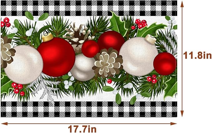 Nepnuser Black and White Gingham Christmas Placemats Set of 4 Buffalo Check Plaid Xmas Place Mats for Home Kitchen Dining Table Decoration Nepnuser