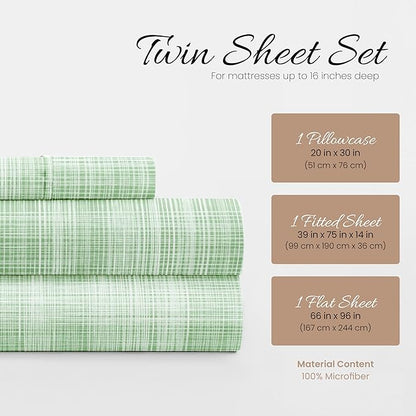 Linen Market 3 Piece Twin Bedding Sheet Set (Forest Thatch) - Sleep Better Than Ever with These Ultra-Soft & Cooling Bed Sheets for Your Twin Size Bed - Deep Pocket Fits 16" Mattress - LeafyLoom