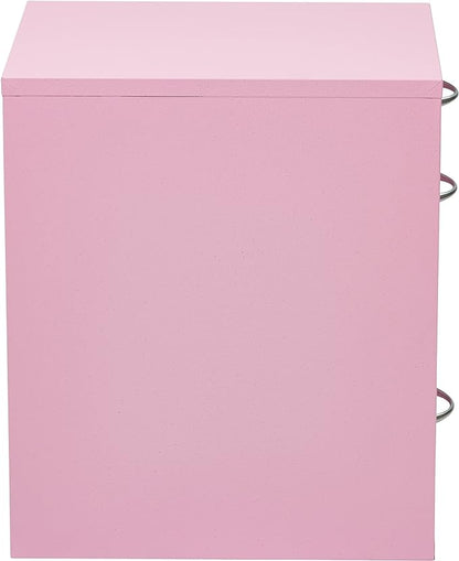 OSP Home Furnishings HPB Heavy Duty 3-Drawer Metal File Cabinet for Standard Files and Office Supplies, Pink Finish - LeafyLoom