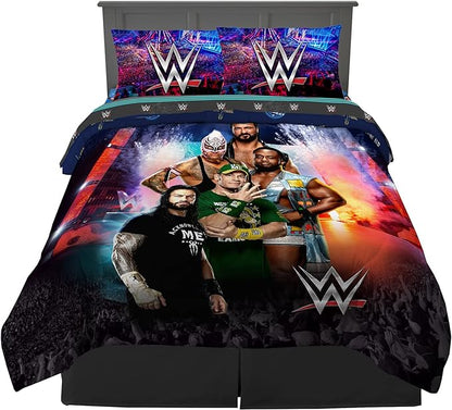 Franco Kids Bedding Super Soft Comforter and Sheet Set, 5 Piece Full Size, WWE - LeafyLoom