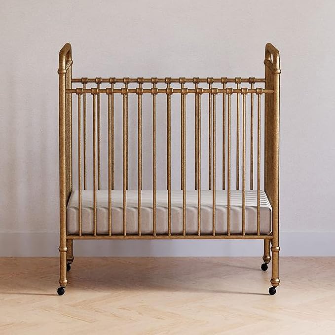 NAMESAKE Abigail 3-in-1 Convertible Mini Metal Crib in Vintage Gold, Greenguard Gold Certified - LeafyLoom