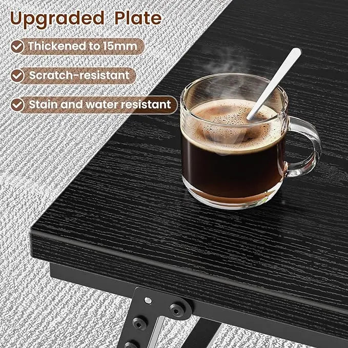 Folding Coffee Table, Leg Latches Portable Sturdy Floor Table Desk for Sitting on The Floor, No Assembly Low Coffee Table for Living Room, Home, Office, Black, 41.34L×21.65W×15.75H - LeafyLoom