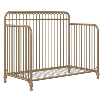 Little Seeds Ivy 3-in-1 Convertible Metal Crib, JMPA Certified, Gold - LeafyLoom