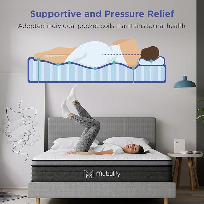 King Mattress,8 Inch Hybrid Mattress in a Box with Gel Memory Foam,Motion Isolation Individually Wrapped Pocket Coils Mattress,Pressure Relief,Medium Firm Support,CertiPUR-US. - LeafyLoom