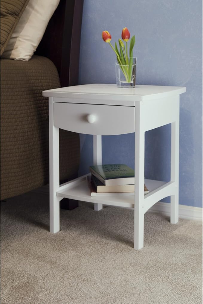 Winsome Basics Solid Wood End Table Nightstand - LeafyLoom