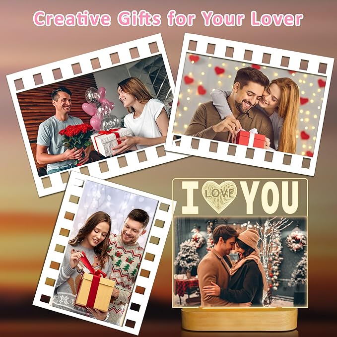 Attivolife I Love You Picture Frame, Light up Photo Frame with Warm LED Night Light, Desktop Display Creative Memory Gifts for Couple Women Mom Valentine Day Wedding Anniversary Present(4x6'' Photo) - LeafyLoom