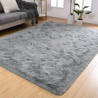 Softlife Rug for Living Room 5.3x7.6 Feet Area Rug for Bedroom Super Soft Shaggy Rugs for Kids Room Fluffy Fuzzy Carpets Long Plush Bedside Rug Nursery Christmas Home Decoration for Boys Girls, Grey - LeafyLoom