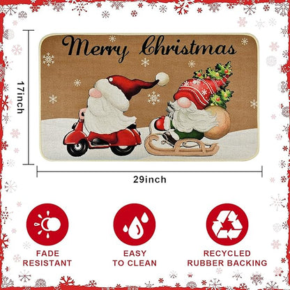 Vanleonet Merry Christmas Gnome Door Mat, Christmas Welcome Decorative Doormat,Winter Xmas Holiday Front Porch Rugs, Outdoor Indoor Entrance Doormat, Front Door Mats Floor Mat, 29 x 17 Inch Vanleonet